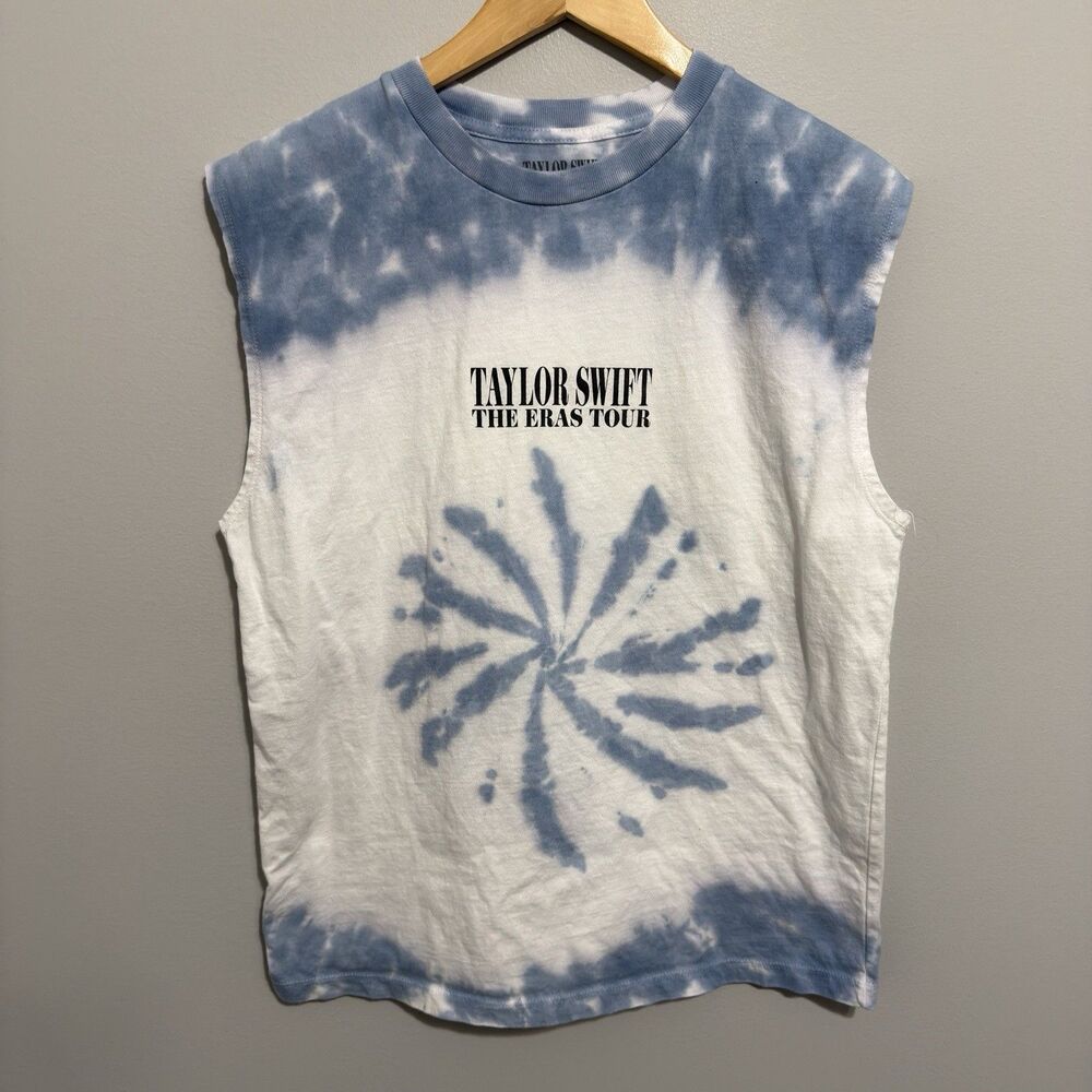 Taylor Swift Eras Tour Tie Dye Sleeveless Shirt Tank Unisex Small Blue Cotton